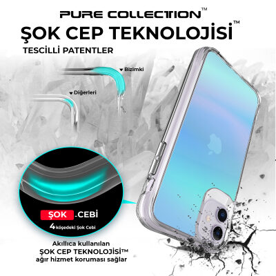 Bix iPhone 11 Pure Rainbow Renk Geçişli Şeffaf Kılıf Çizilmeye Dayanıklı Darbe Emici Parmak İzi Önleyici Mavi - 5