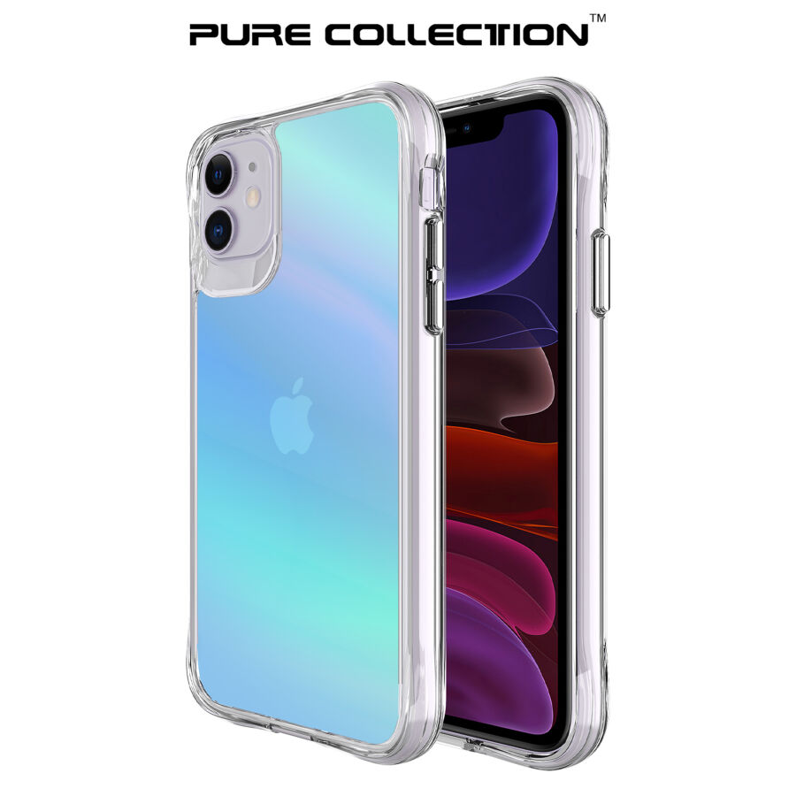 Bix iPhone 11 Pure Rainbow Renk Geçişli Şeffaf Kılıf Çizilmeye Dayanıklı Darbe Emici Parmak İzi Önleyici Mavi - 1