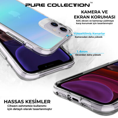 Bix iPhone 11 Pure Rainbow Renk Geçişli Şeffaf Kılıf Çizilmeye Dayanıklı Darbe Emici Parmak İzi Önleyici Mavi - 8