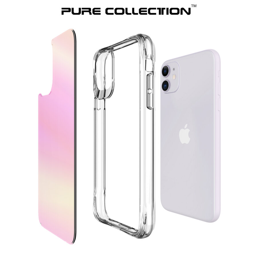 Bix iPhone 11 Pure Rainbow Renk Geçişli Şeffaf Kılıf Çizilmeye Dayanıklı Darbe Emici Parmak İzi Önleyici Pembe - 4