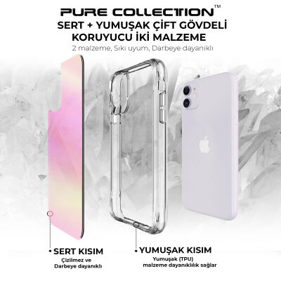 Bix iPhone 11 Pure Rainbow Renk Geçişli Şeffaf Kılıf Çizilmeye Dayanıklı Darbe Emici Parmak İzi Önleyici Pembe - 7