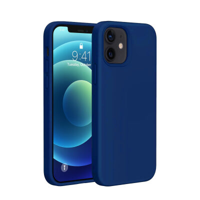 Bix iPhone 12 / 12 Pro Silikon Kılıf MagSafe Uyumlu Güçlü Koruma Darbe Emici Evren Mavisi