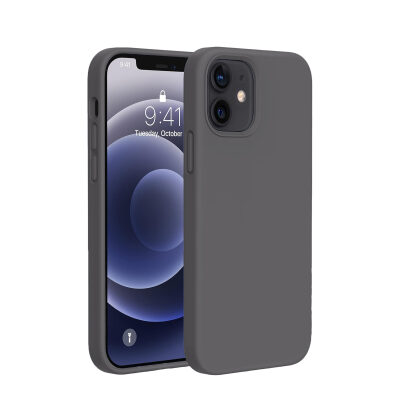 Bix iPhone 12 / 12 Pro Silikon Kılıf MagSafe Uyumlu Güçlü Koruma Darbe Emici Seramik Gri