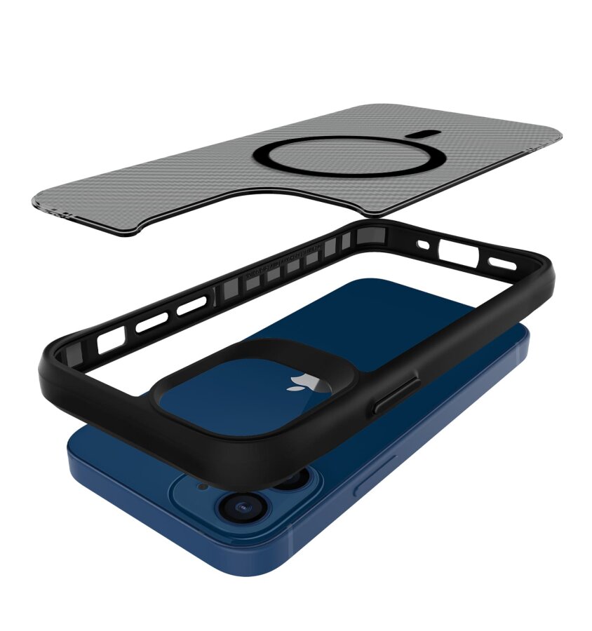 Bix iPhone 12 / 12 Pro Carbon Fiber Force MagSafe Kılıf Anti-Şok Teknolojili Kamera ve Ekran Korumalı - 3