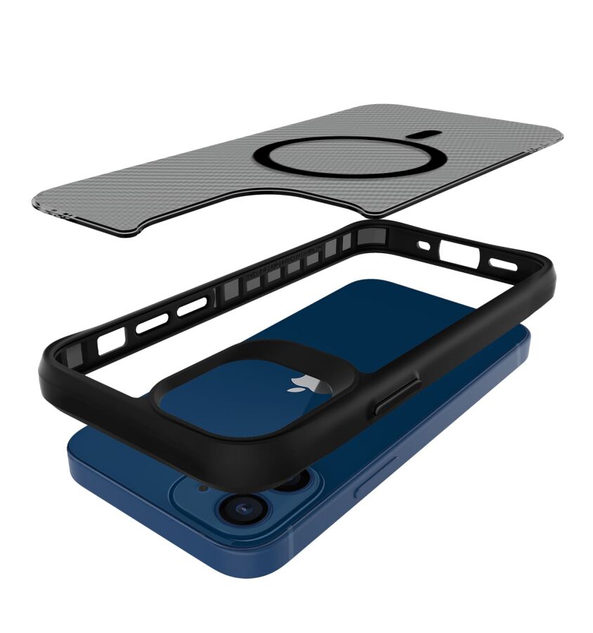 Bix iPhone 12 / 12 Pro Carbon Fiber Force MagSafe Kılıf Anti-Şok Teknolojili Kamera ve Ekran Korumalı - 3