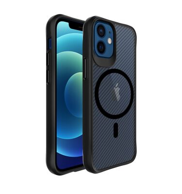 Bix iPhone 12 / 12 Pro Carbon Fiber Force MagSafe Kılıf Anti-Şok Teknolojili Kamera ve Ekran Korumalı - 2