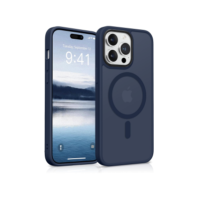 Bix iPhone 12 / 12 Pro MagSafe Uyumlu Kılıf Tam Koruma Manyetik Darbe Emici Gece Mavisi - 1