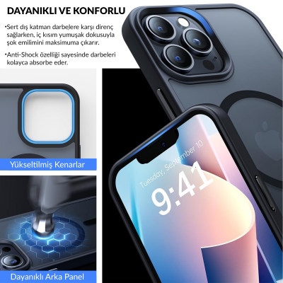 Bix iPhone 12 / 12 Pro MagSafe Uyumlu Kılıf Tam Koruma Manyetik Darbe Emici Mor - 4