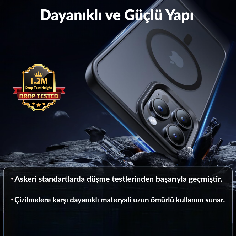 Bix iPhone 12 / 12 Pro MagSafe Uyumlu Kılıf Tam Koruma Manyetik Darbe Emici Mor - 6