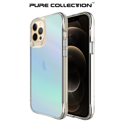 Bix iPhone 12 Pure Rainbow Renk Geçişli Şeffaf Kılıf Çizilmeye Dayanıklı Darbe Emici Parmak İzi Önleyici Mavi 