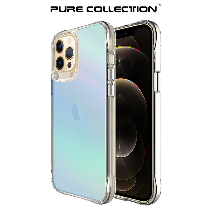 Bix iPhone 12 Pure Rainbow Renk Geçişli Şeffaf Kılıf Çizilmeye Dayanıklı Darbe Emici Parmak İzi Önleyici Mavi - 1