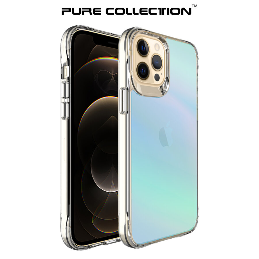 Bix iPhone 12 Pure Rainbow Renk Geçişli Şeffaf Kılıf Çizilmeye Dayanıklı Darbe Emici Parmak İzi Önleyici Mavi - 3
