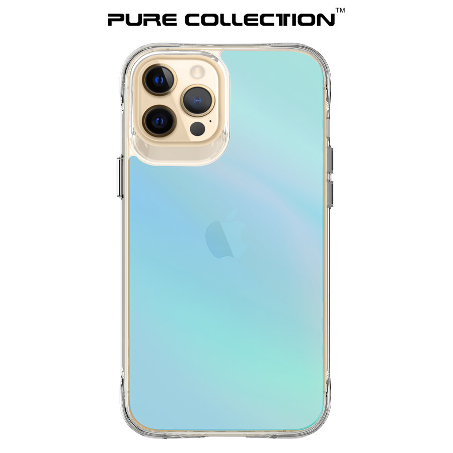 Bix iPhone 12 Pure Rainbow Renk Geçişli Şeffaf Kılıf Çizilmeye Dayanıklı Darbe Emici Parmak İzi Önleyici Mavi - 2