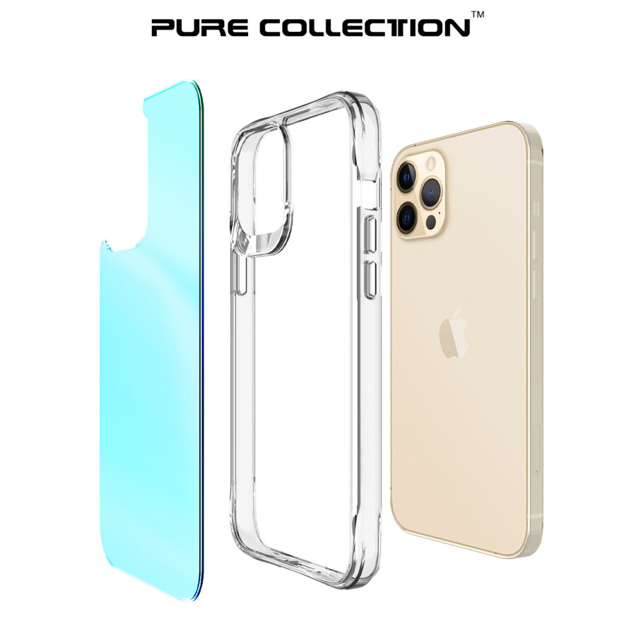Bix iPhone 12 Pure Rainbow Renk Geçişli Şeffaf Kılıf Çizilmeye Dayanıklı Darbe Emici Parmak İzi Önleyici Mavi - 4
