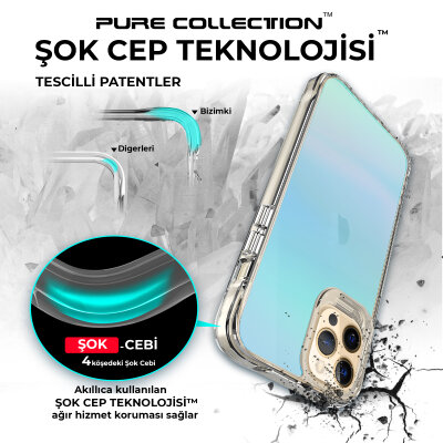 Bix iPhone 12 Pure Rainbow Renk Geçişli Şeffaf Kılıf Çizilmeye Dayanıklı Darbe Emici Parmak İzi Önleyici Mavi - 5