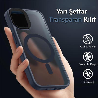 Bix iPhone 12 Pure Rainbow Renk Geçişli Şeffaf Kılıf Çizilmeye Dayanıklı Darbe Emici Parmak İzi Önleyici Mavi 