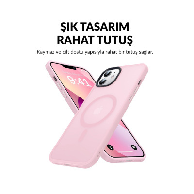 Bix iPhone 12 Pure Rainbow Renk Geçişli Şeffaf Kılıf Çizilmeye Dayanıklı Darbe Emici Parmak İzi Önleyici Pembe