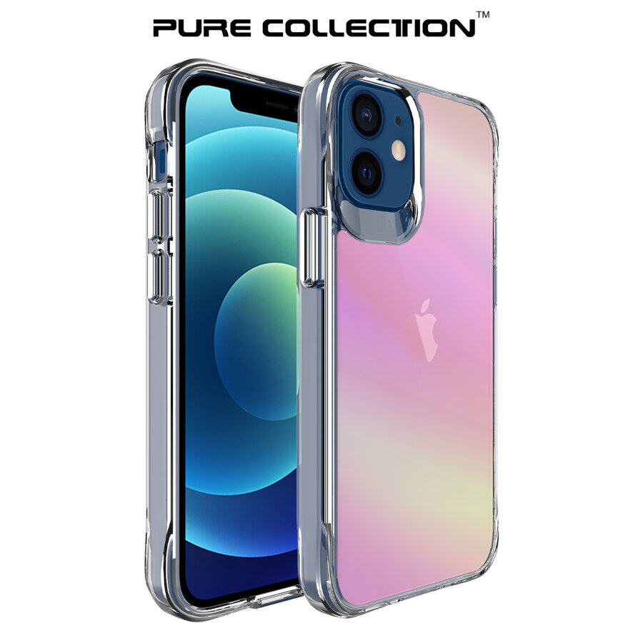 Bix iPhone 12 Pure Rainbow Renk Geçişli Şeffaf Kılıf Çizilmeye Dayanıklı Darbe Emici Parmak İzi Önleyici Pembe - 2