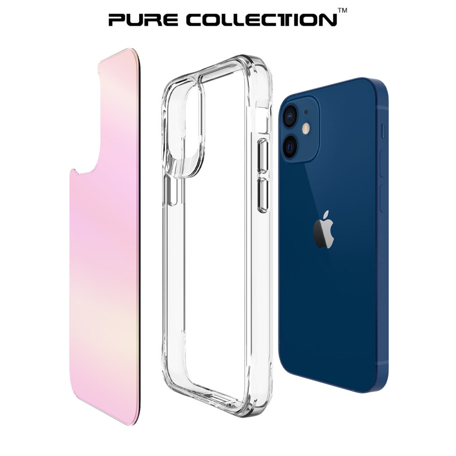 Bix iPhone 12 Pure Rainbow Renk Geçişli Şeffaf Kılıf Çizilmeye Dayanıklı Darbe Emici Parmak İzi Önleyici Pembe - 4