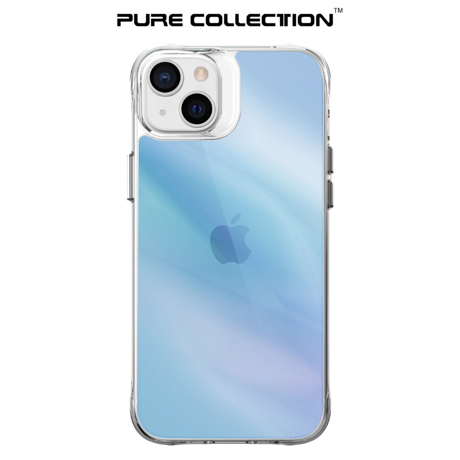 Bix iPhone 13 / 14 Pure Rainbow Renk Geçişli Şeffaf Kılıf Çizilmeye Dayanıklı Darbe Emici Parmak İzi Önleyici Mavi - 3