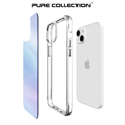Bix iPhone 13 / 14 Pure Rainbow Renk Geçişli Şeffaf Kılıf Çizilmeye Dayanıklı Darbe Emici Parmak İzi Önleyici Mavi - 4