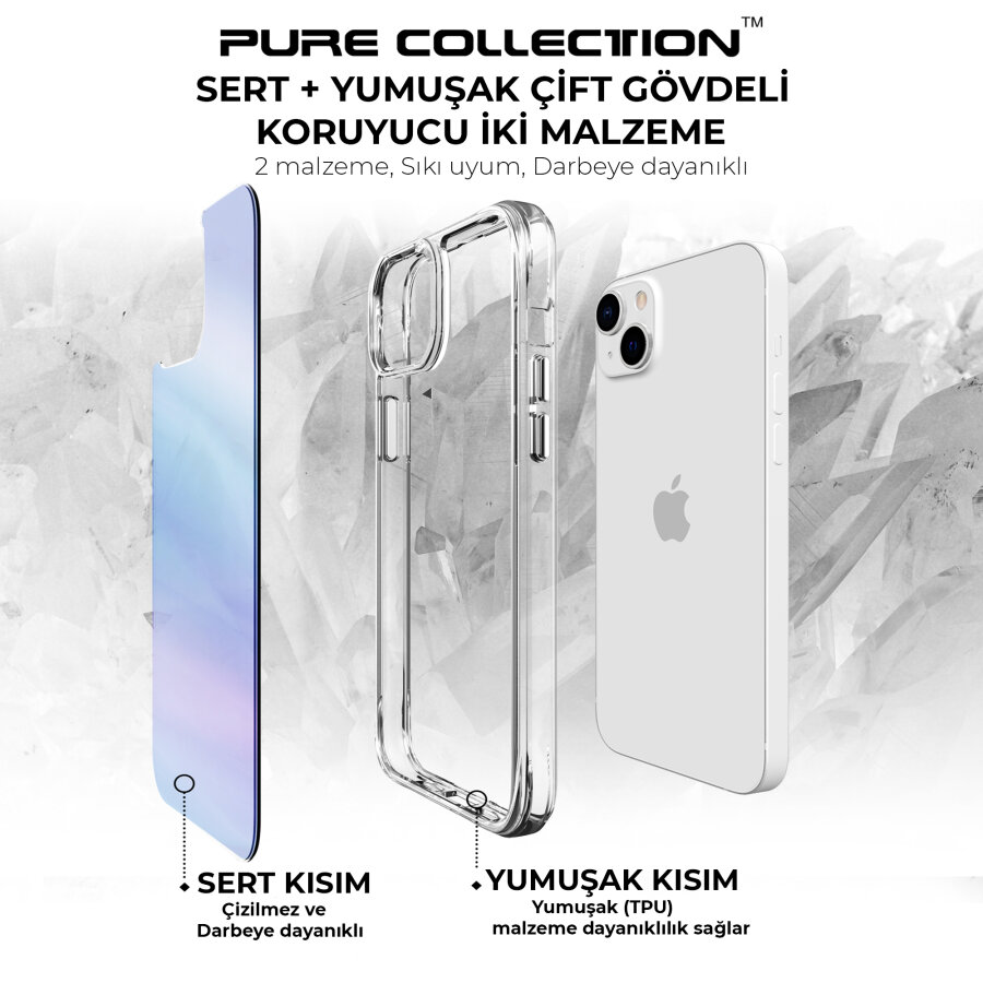Bix iPhone 13 / 14 Pure Rainbow Renk Geçişli Şeffaf Kılıf Çizilmeye Dayanıklı Darbe Emici Parmak İzi Önleyici Mavi - 7