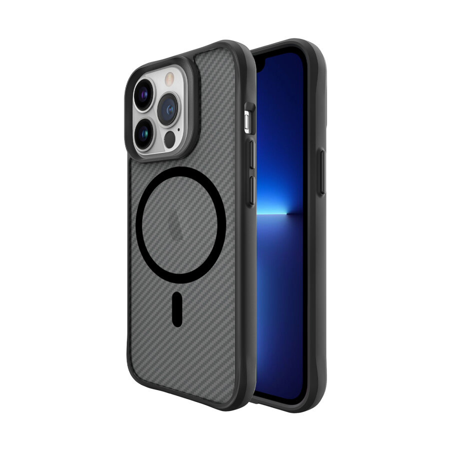 Bix iPhone 13 Pro Carbon Fiber Force MagSafe Kılıf Anti-Şok Teknolojili Kamera ve Ekran Korumalı - 1
