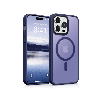 Bix iPhone 13 Pro Max MagSafe Uyumlu Kılıf Tam Koruma Manyetik Darbe Emici Mor 