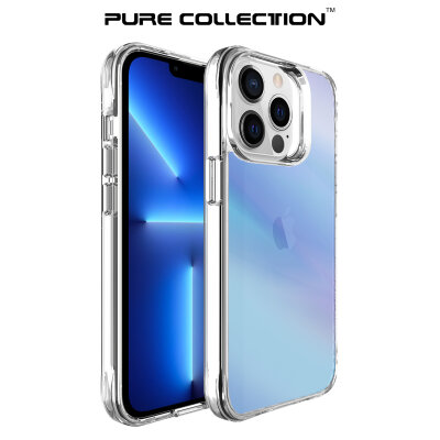 Bix iPhone 13 Pro Max Pure Rainbow Renk Geçişli Şeffaf Kılıf Çizilmeye Dayanıklı Darbe Emici Parmak İzi Önleyici Mavi - 2