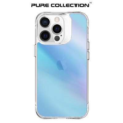 Bix iPhone 13 Pro Max Pure Rainbow Renk Geçişli Şeffaf Kılıf Çizilmeye Dayanıklı Darbe Emici Parmak İzi Önleyici Mavi - 3