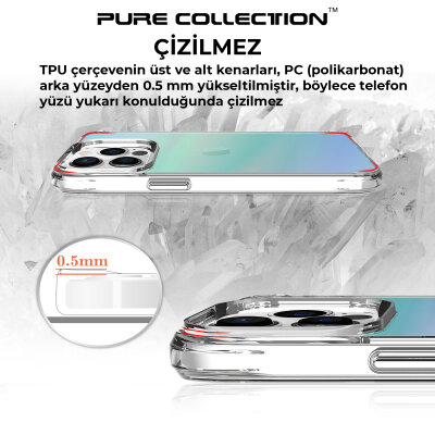 Bix iPhone 13 Pro Max Pure Rainbow Renk Geçişli Şeffaf Kılıf Çizilmeye Dayanıklı Darbe Emici Parmak İzi Önleyici Mavi - 9