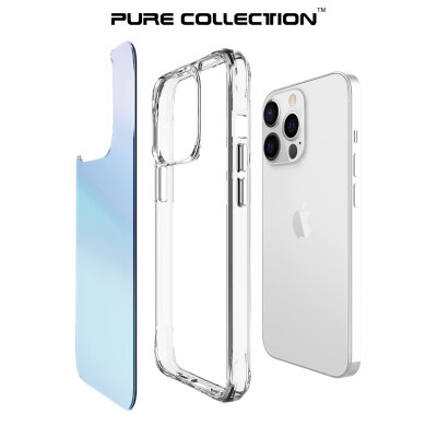 Bix iPhone 13 Pro Pure Rainbow Renk Geçişli Şeffaf Kılıf Çizilmeye Dayanıklı Darbe Emici Parmak İzi Önleyici Mavi - 4