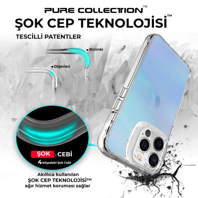 Bix iPhone 13 Pro Pure Rainbow Renk Geçişli Şeffaf Kılıf Çizilmeye Dayanıklı Darbe Emici Parmak İzi Önleyici Mavi - 5