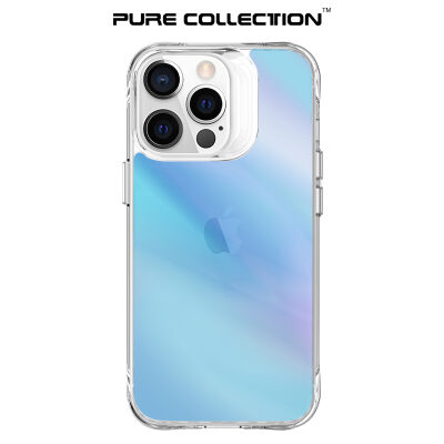 Bix iPhone 13 Pro Pure Rainbow Renk Geçişli Şeffaf Kılıf Çizilmeye Dayanıklı Darbe Emici Parmak İzi Önleyici Mavi - 3