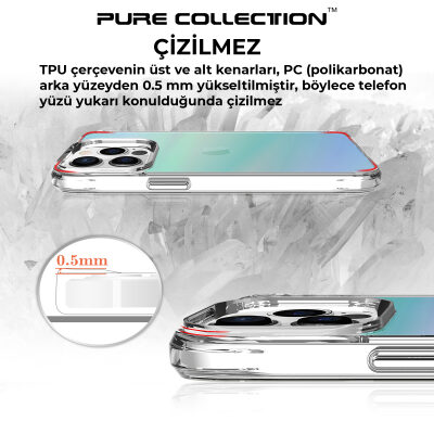 Bix iPhone 13 Pro Pure Rainbow Renk Geçişli Şeffaf Kılıf Çizilmeye Dayanıklı Darbe Emici Parmak İzi Önleyici Mavi - 12