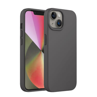 Bix iPhone 14 Plus / 15 Plus Silikon Kılıf MagSafe Uyumlu Güçlü Koruma Darbe Emici Seramik Gri