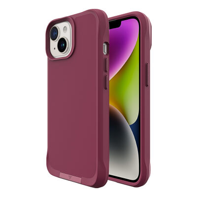 Bix iPhone 14 Plus / 15 Plus Vortex MagSafe Kılıf Stand Özellikli 3X Korumalı Mikro Fiber İç Yüzey Kırmızı