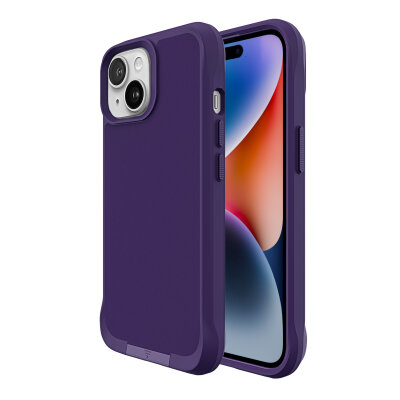 Bix iPhone 14 Plus / 15 Plus Vortex MagSafe Kılıf Stand Özellikli 3X Korumalı Mikro Fiber İç Yüzey Koyu Mor 