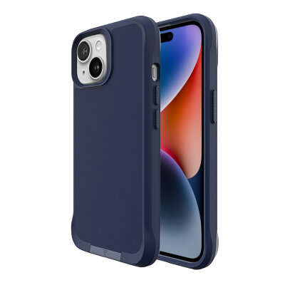 Bix iPhone 14 Plus / 15 Plus Vortex MagSafe Kılıf Stand Özellikli 3X Korumalı Mikro Fiber İç Yüzey Lacivert 