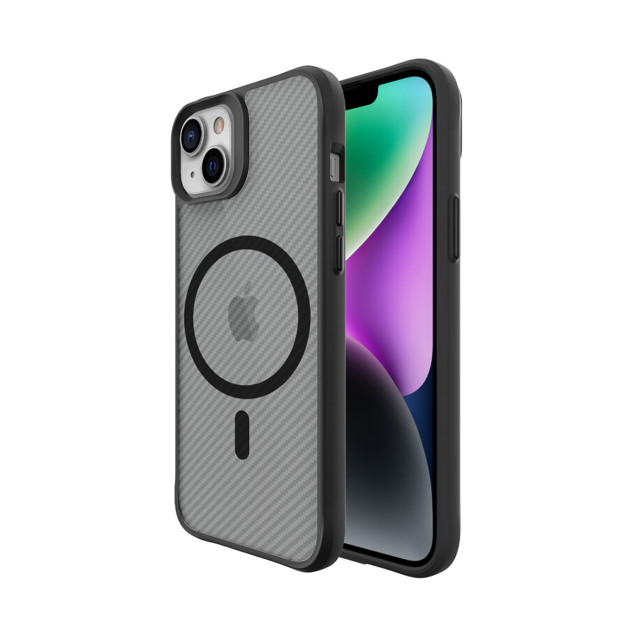 Bix iPhone 14 Plus / 15 Plus Carbon Fiber Force MagSafe Kılıf Anti-Şok Teknolojili Kamera ve Ekran Korumalı - 1
