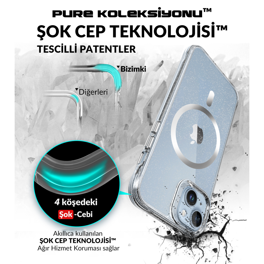 Bix iPhone 14 Plus / 15 Plus MagSafe Simli Kılıf Shock Pocket Darbe Emici Teknolojili Çizilmeye Dayanıklı - 6