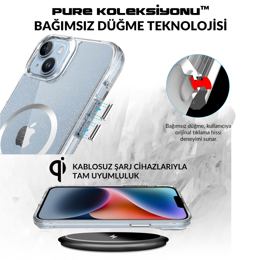 Bix iPhone 14 Plus / 15 Plus MagSafe Simli Kılıf Shock Pocket Darbe Emici Teknolojili Çizilmeye Dayanıklı - 7
