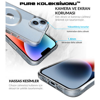 Bix iPhone 14 Plus / 15 Plus MagSafe Simli Kılıf Shock Pocket Darbe Emici Teknolojili Çizilmeye Dayanıklı - 9