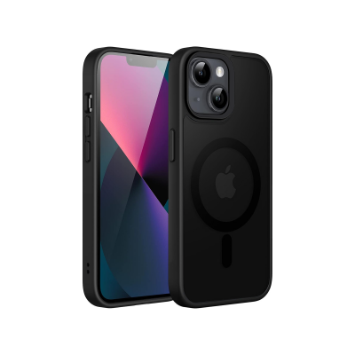 Bix iPhone 14 Plus / 15 Plus MagSafe Uyumlu Kılıf Tam Koruma Manyetik Darbe Emici Siyah - 1