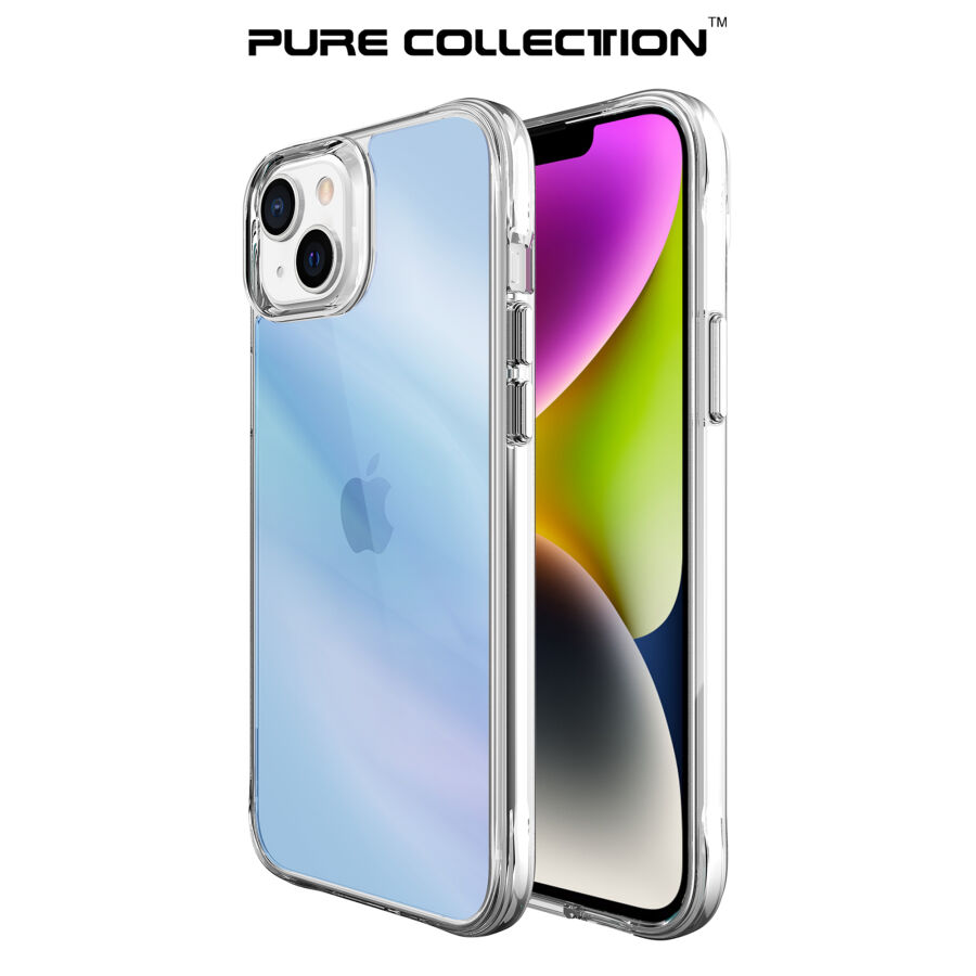 Bix iPhone 14 Plus / 15 Plus Pure Rainbow Renk Geçişli Şeffaf Kılıf Çizilmeye Dayanıklı Darbe Emici Mavi - 1