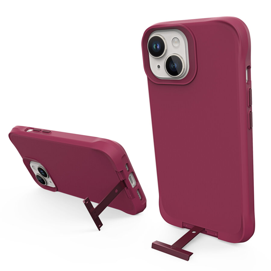 Bix iPhone 14 Plus / 15 Plus Vortex MagSafe Kılıf Stand Özellikli 3X Korumalı Mikro Fiber İç Yüzey Kırmızı - 3