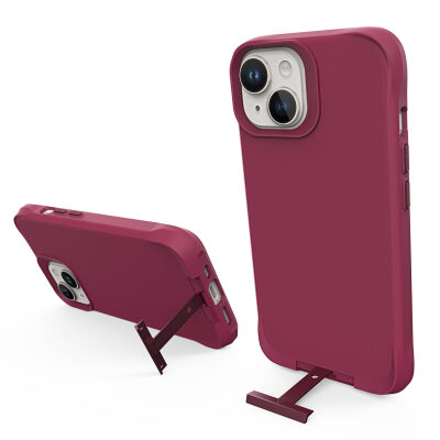 Bix iPhone 14 Plus / 15 Plus Vortex MagSafe Kılıf Stand Özellikli 3X Korumalı Mikro Fiber İç Yüzey Kırmızı - 3