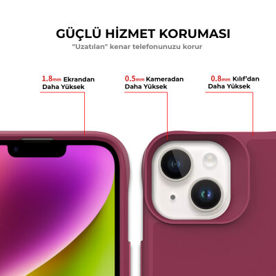 Bix iPhone 14 Plus / 15 Plus Vortex MagSafe Kılıf Stand Özellikli 3X Korumalı Mikro Fiber İç Yüzey Kırmızı - 7