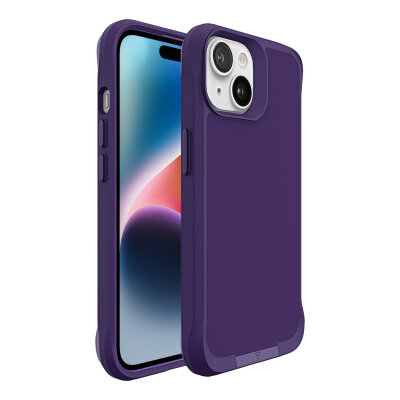Bix iPhone 14 Plus / 15 Plus Vortex MagSafe Kılıf Stand Özellikli 3X Korumalı Mikro Fiber İç Yüzey Koyu Mor - 2