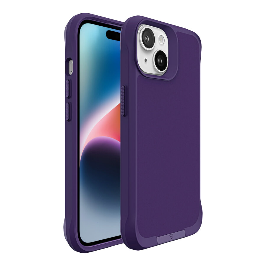 Bix iPhone 14 Plus / 15 Plus Vortex MagSafe Kılıf Stand Özellikli 3X Korumalı Mikro Fiber İç Yüzey Koyu Mor - 2